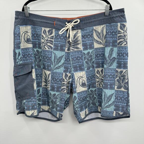 Quiksilver Waterman Stretch Hybrid Board Shorts Mens Sz 40 Blue Tropical Surf - Picture 1 of 10